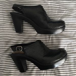 Nurture Embossed Ankle Strap Clogs